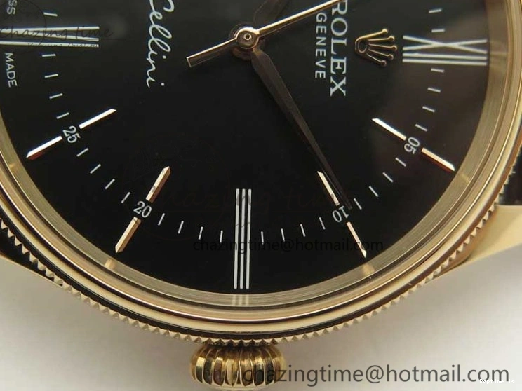 1222 Tailored Cellini Time 50509 RG MKF Best Edition Black Dial Roman Marker on Brown Leather Strap A3132 V 3406